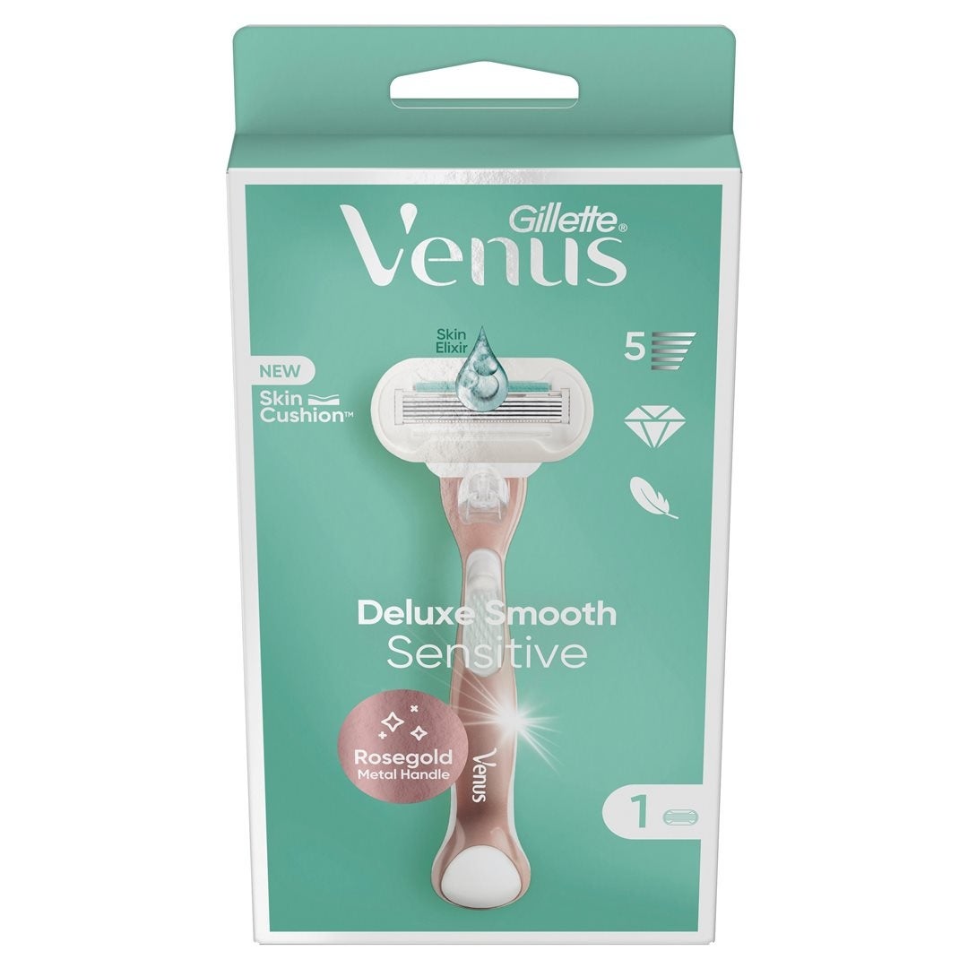 Gillette Venus Deluxe Smooth Rasoir Sensitive or rose avec 1 lame Gillette Venus Deluxe Smooth Rasoir Sensitive or rose avec 1 lame