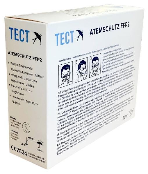 Nitrotect TECT FFP2 Masque de protection respiratoire comf pliable sans valve ...