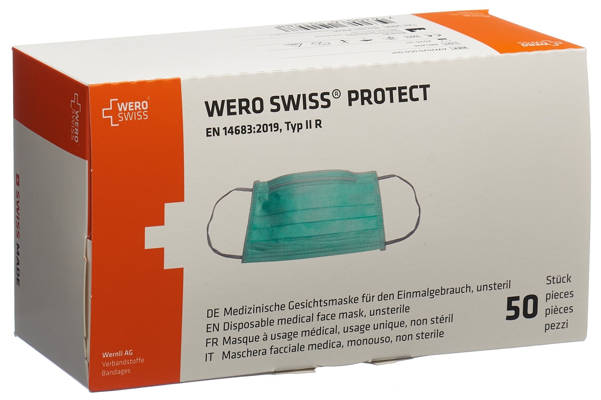 Masque WERO SWISS Protect type IIR boîte 50 pièces