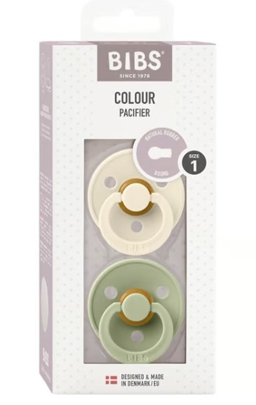 BIBS Colour Latex Round 0-6m ivory sage 2 pièces