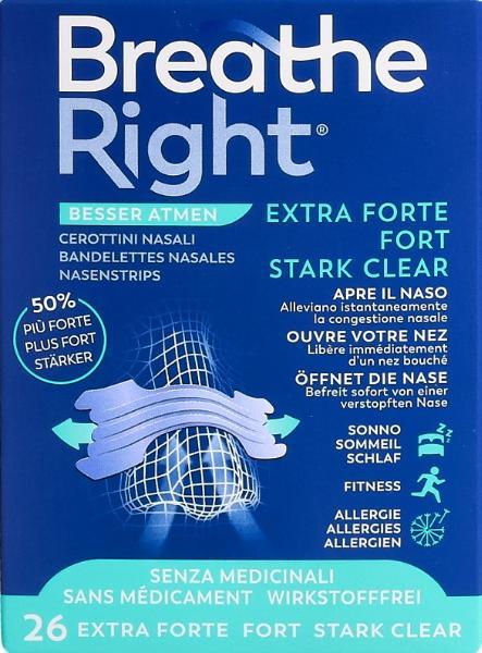 Breathe Right Pansement nasal EXTRA Stren CLEAR 26 pièces