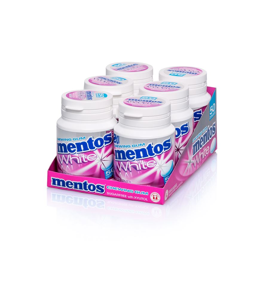 MENTOS Gomme blanche Tutti Frutti 6 x 75g