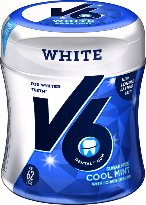 Chewing-gum V6 White Cool Mint, 60 pièces
