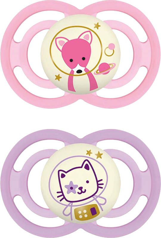 MAM Perfect Night Sucette en silicone 6-16 mois Girl 2 pièces