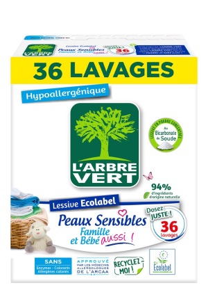 L'ARBRE VERT Lessive écologique Plv peau sensible 1.8kg