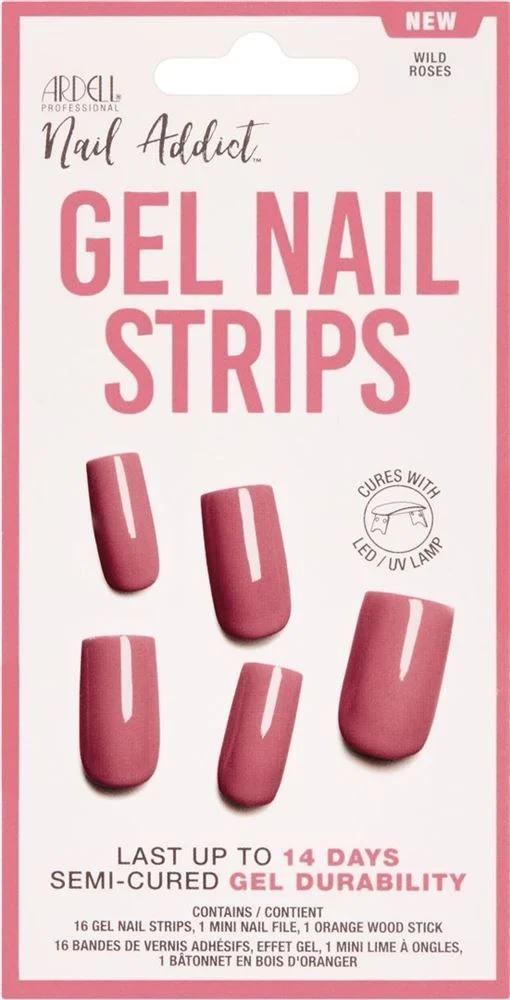 ARDELL Nail Addict Gel Strips Wild Roses 16 pièces