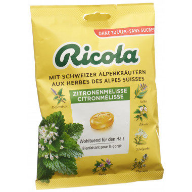 Bonbons Ricola à la mélisse citronnée sans sucre avec stévia Btl 125g
