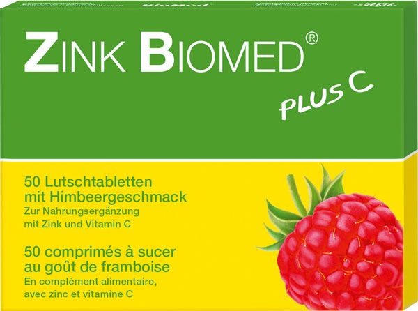 Zinc Biomed plus C pastilles à sucer framboise 50 pièces Zinc Biomed plus C pastilles à sucer framboise 50 pièces