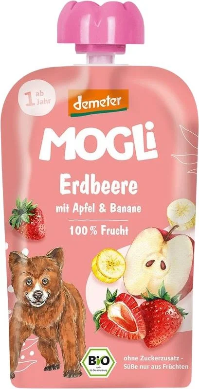 MOGLI Sachet souple fraise-pomme-banane, 100 g