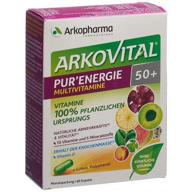 Arkovital Pur'Energie 50+ Gélules de multivitamines et minéraux naturels 60 pièces Arkovital Pur'Energie 50+ Gélules de multivitamines et minéraux naturels 60 pièces