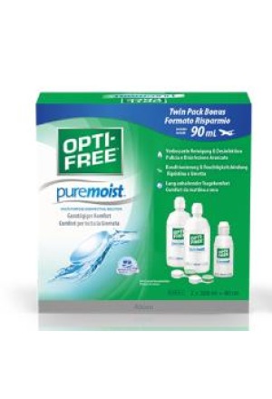 Opti Free PureMoist solution désinfectante multifonctionnelle 2x300ml + 90ml Opti Free PureMoist solution désinfectante multifonctionnelle 2x300ml + 90ml