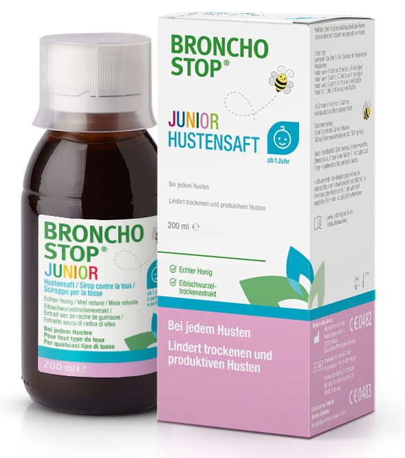Bronchostop Junior sirop contre la toux flacon en verre 200 ml