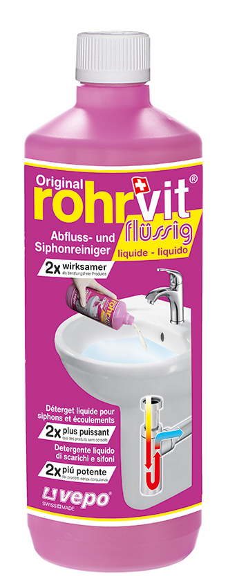 ROHRVIT nettoyant d'écoulement liq prêt à l'emploi 1000ml ROHRVIT nettoyant d'écoulement liq prêt à l'emploi 1000ml