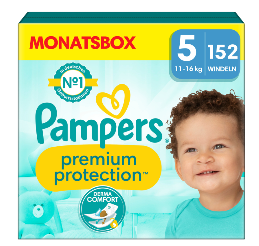 Pampers Prem Prot Gr5 11-16kg Jun Mon boîte 152 pièces