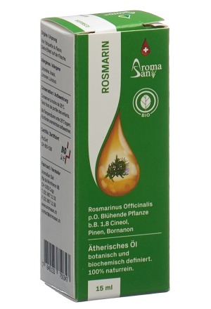 Huile essentielle de romarin Aromasan 1.8 cinéole en boîte Bio 15ml Huile essentielle de romarin Aromasan 1.8 cinéole en boîte Bio 15ml