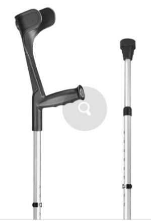 Sahag béquilles Ergo poignée dure 76-96cm alu noir -140kg réglage par clip 2 réflecteurs 1 paire