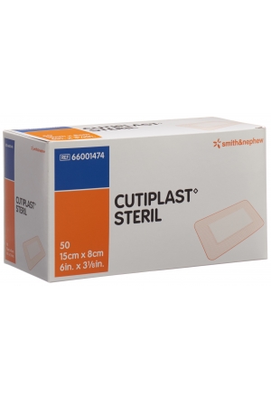 CUTIPLAST STERIL pansement 15cmx8cm blanc 50 pièces