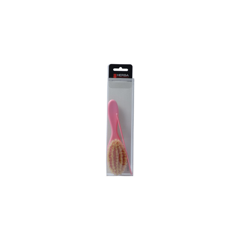 Herba Brosse bébé avec peigne poils de sanglier rose