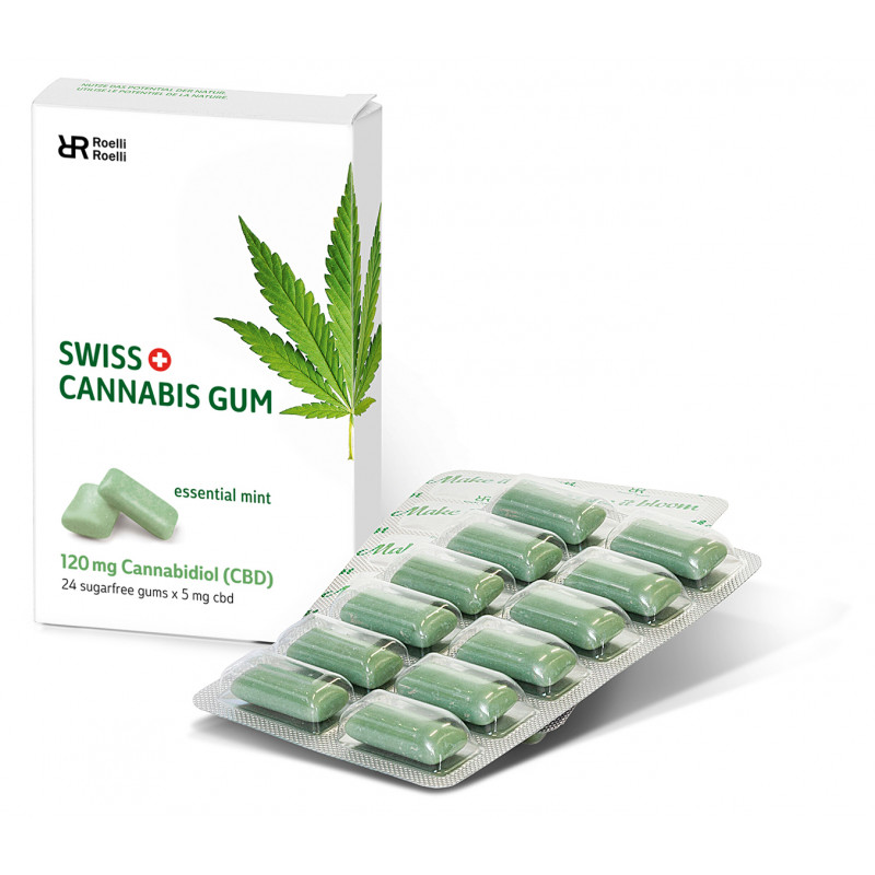 SWISS CANNABIS Gum 120 mg CBD Menthe Boîte 24 pièces