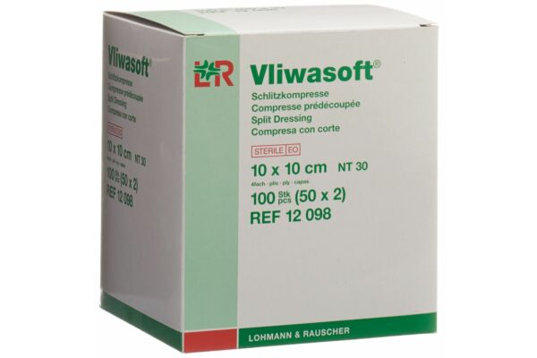 Vliwasoft compresses fendues avec incision en Y 10x10cm stériles 50 x 2 pièces