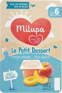 Milupa le Petit Dessert Pêche Abricot 6 x 55g