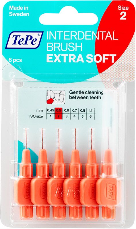 Brosse interdentaire TePe 0.50mm x-soft rouge 6 pièces
