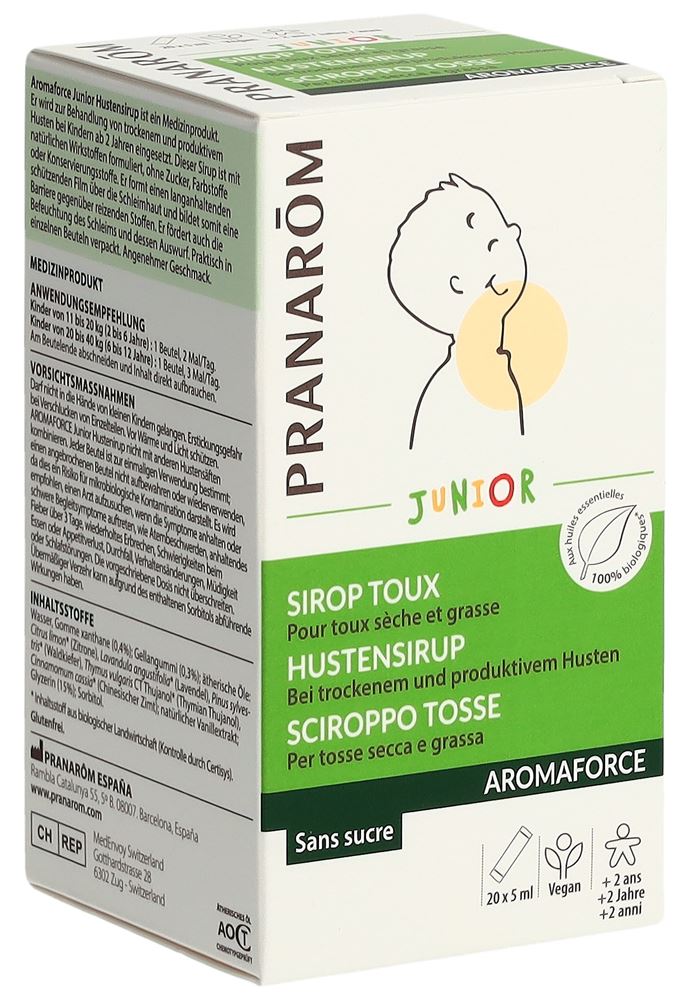 PRANAROM Aromaforce Sirop contre la toux Junior 20 x 5ml PRANAROM Aromaforce Sirop contre la toux Junior 20 x 5ml