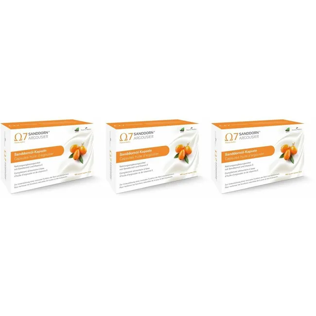 3x Ω7 Argousier® capsules d'huile d'argousier 180 pièces 3x Ω7 Argousier® capsules d'huile d'argousier 180 pièces
