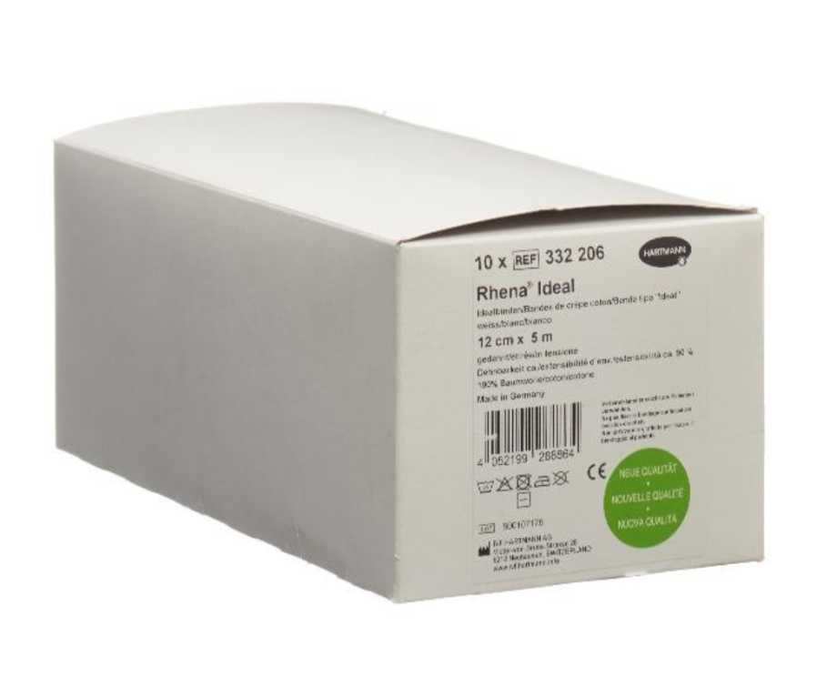 RHENA Ideal Bande élastique 12cmx5m blanc 10 pièces