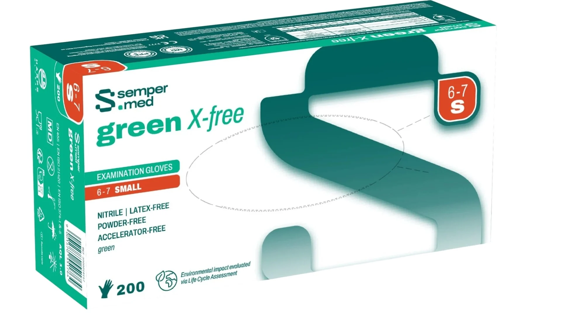 SEMPERMED Green X-free S 200 pièces