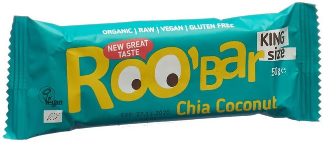 ROOBAR Barre de céréales crues chia-noix de coco 50g