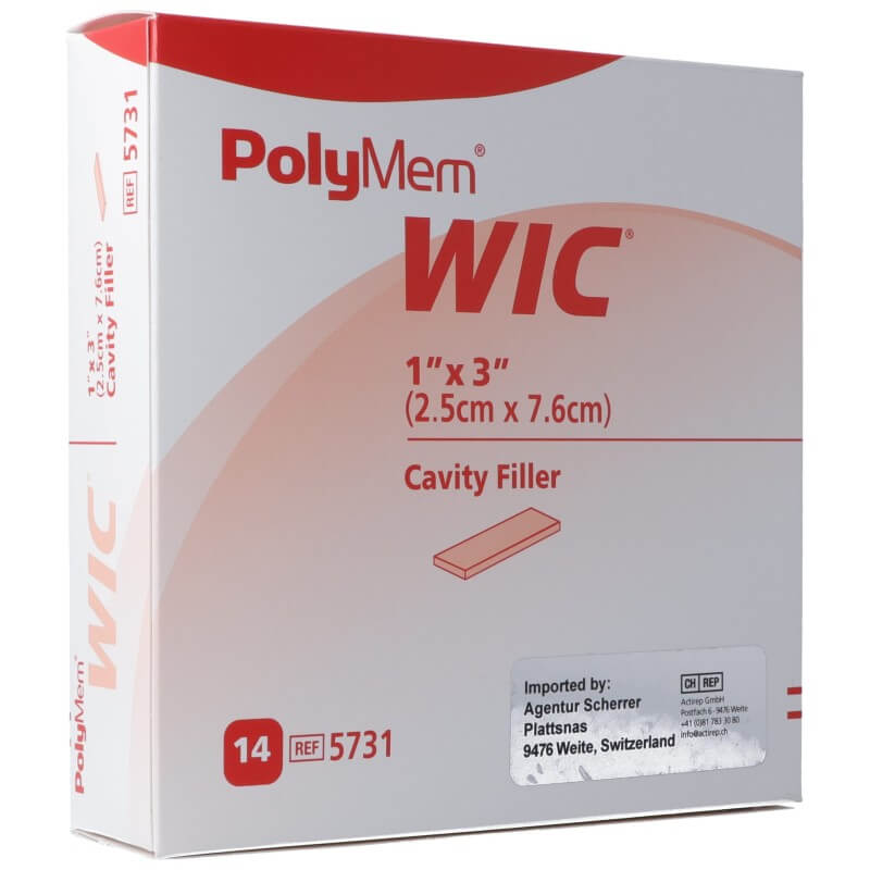 PolyMem WIC pansement de remplissage 2.5x7.6cm stérile 14 pièces
