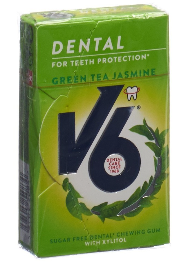 V6 Dental Care Gomme à mâcher Green Tea Jasmine Box V6 Dental Care Gomme à mâcher Green Tea Jasmine Box
