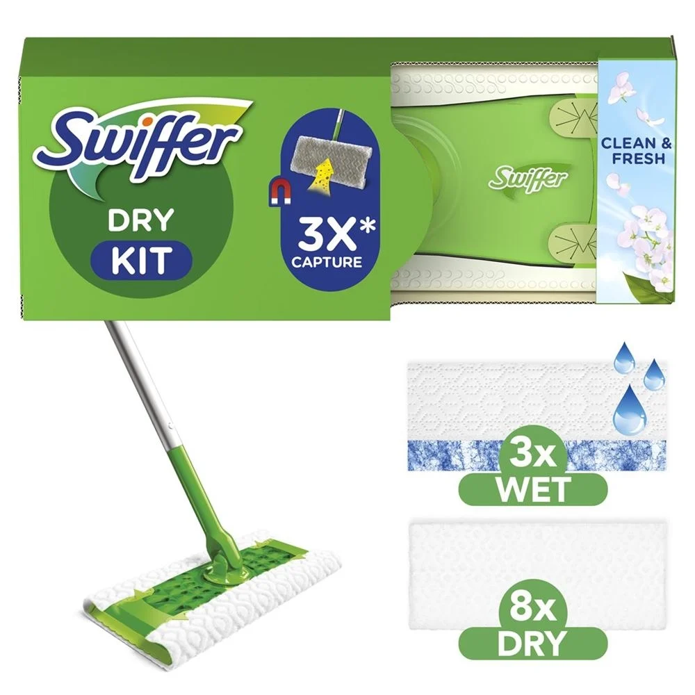 Swiffer Set de démarrage sol Bâton+Séchoir+Lingette