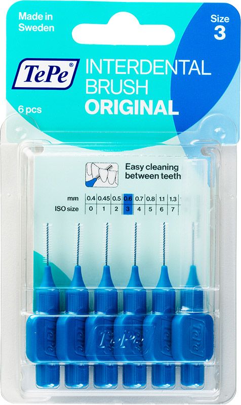 Brosse interdentaire TePe 0.6mm bleu 6 pièces