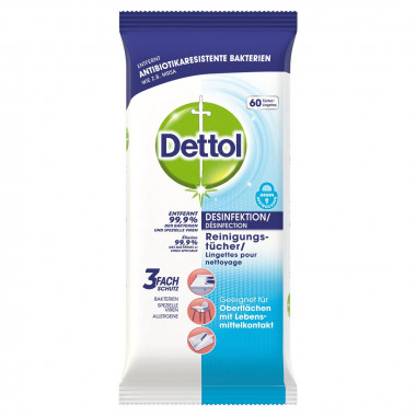 Lingettes désinfectantes Dettol 60 pièces