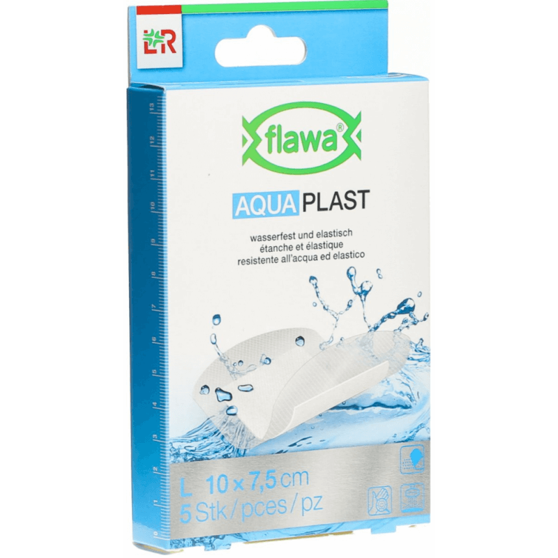 Flawa Aqua Plast pansements adhésifs 7.5x10cm résistants à l'eau 5 pièces Flawa Aqua Plast pansements adhésifs 7.5x10cm résistants à l'eau 5 pièces
