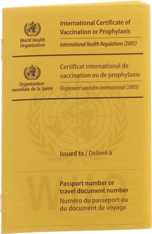 Carnet de vaccination OMS international jaune