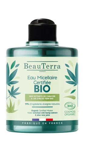 BeauTerra Eau micellaire Chanvre Aloe Vera Bio 500ml