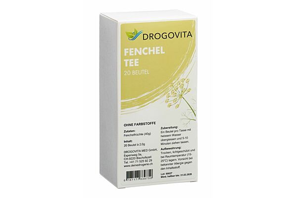 Tisane de fenouil Drogovita Btl 20 pièces Tisane de fenouil Drogovita Btl 20 pièces