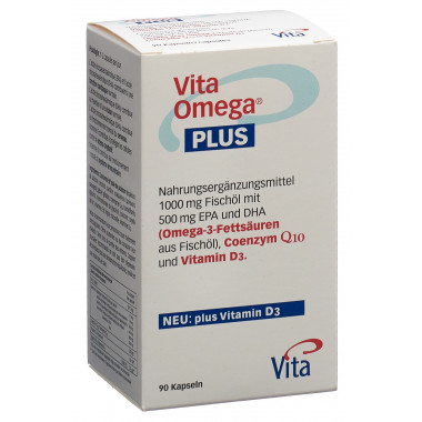 Vita Omega Plus Capsules 1g Huile de poisson 30mg Q10 90 pièces Vita Omega Plus Capsules 1g Huile de poisson 30mg Q10 90 pièces