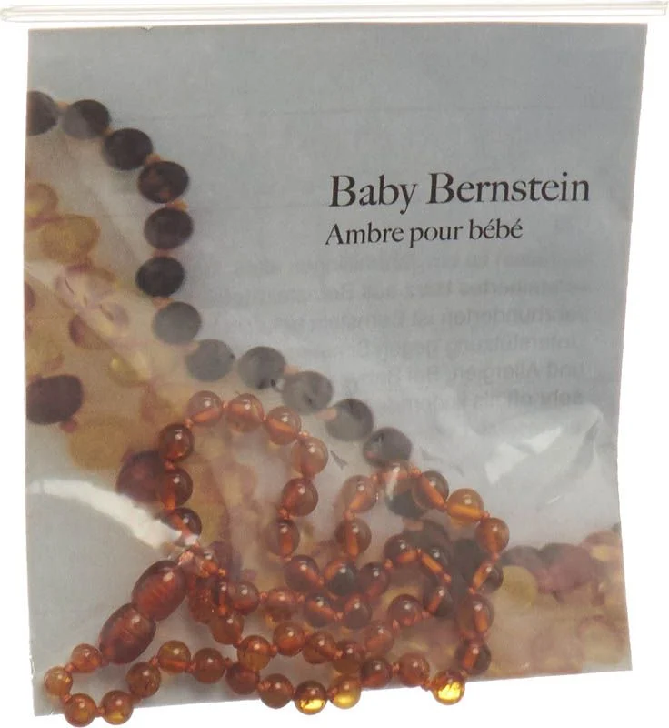 SELENAS Baby collier d'ambre boules cognac arrondi