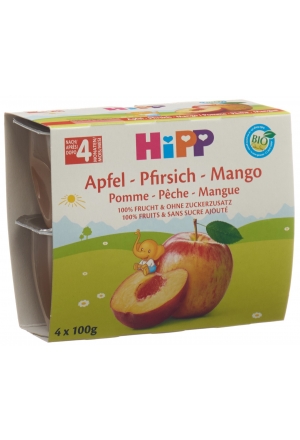 HiPP Pause Fruitée Pomme Pêche Mangue 4 x 100g