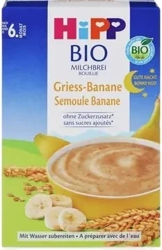 HiPP Bonne Nuit Bio Bouillie de lait à la semoule Banane 450g