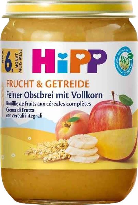 HIPP Bio Bouillie de fruits fins, céréales complètes, pot 190g