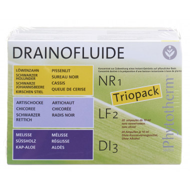 Drainofluide Triopack NR 1 + LF 2 + DI 3 ampoules buvables 3 x 20 pièces