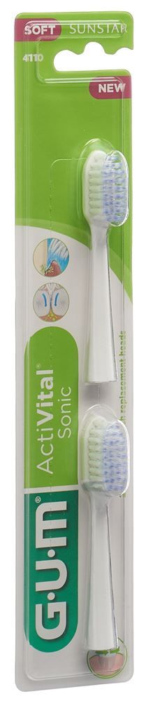 Têtes de rechange GUM ActiVital Sonic blanches 2 pièces Têtes de rechange GUM ActiVital Sonic blanches 2 pièces