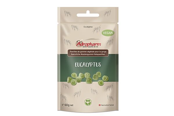 Adropharm Bonbons à l'eucalyptus bio Btl 60g Adropharm Bonbons à l'eucalyptus bio Btl 60g