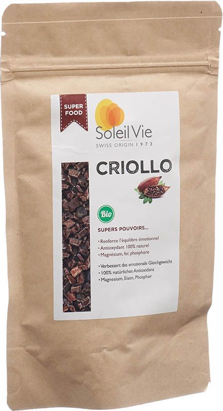 Soleil Vie éclats de cacao cru Criollo bio 120g