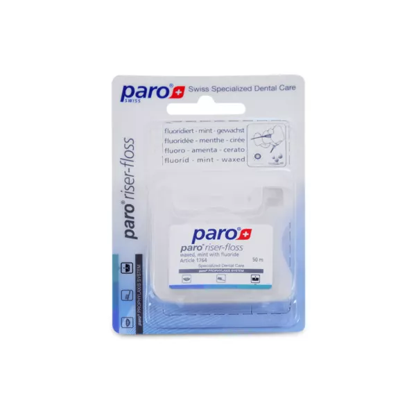 PARO Riser Floss 50m ciré menthe avec fluorure PARO Riser Floss 50m ciré menthe avec fluorure